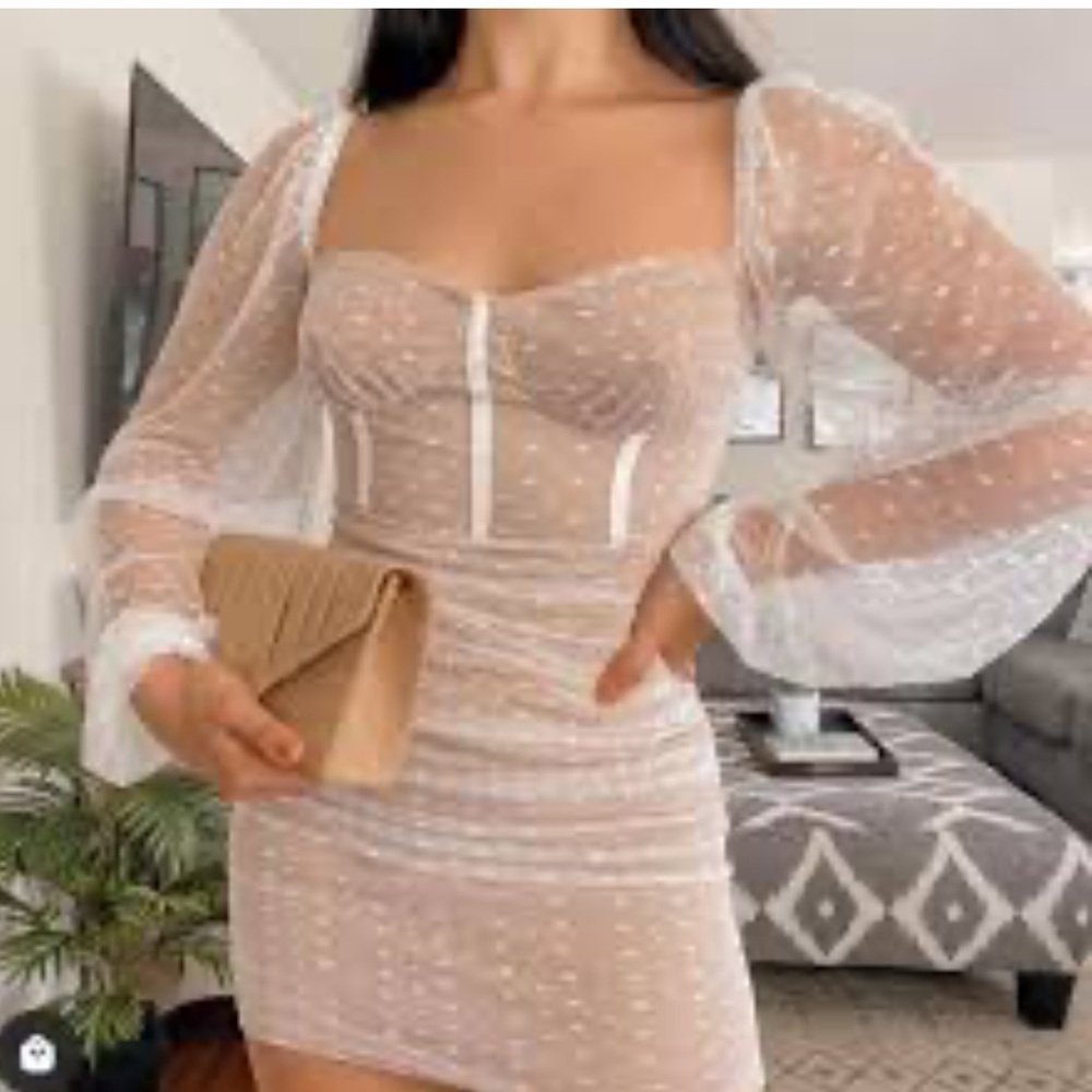 SHEIN Nude Lace Mini Dress SZ L NWOT